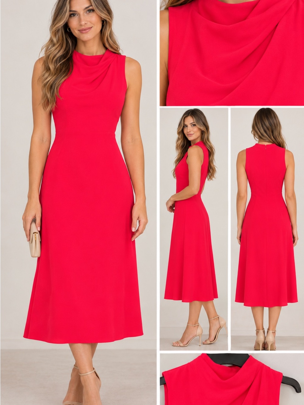 Women's Sleeveless Midi Dress hot pink